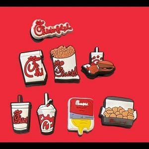 CHICK-FIL-A Fast Food Themed Croc Charm / Jibbitz 8 PIECE SET (Shoe Charms)